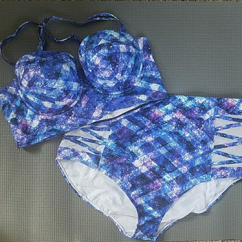Galaxy Torrid Swimsuit top and bottom